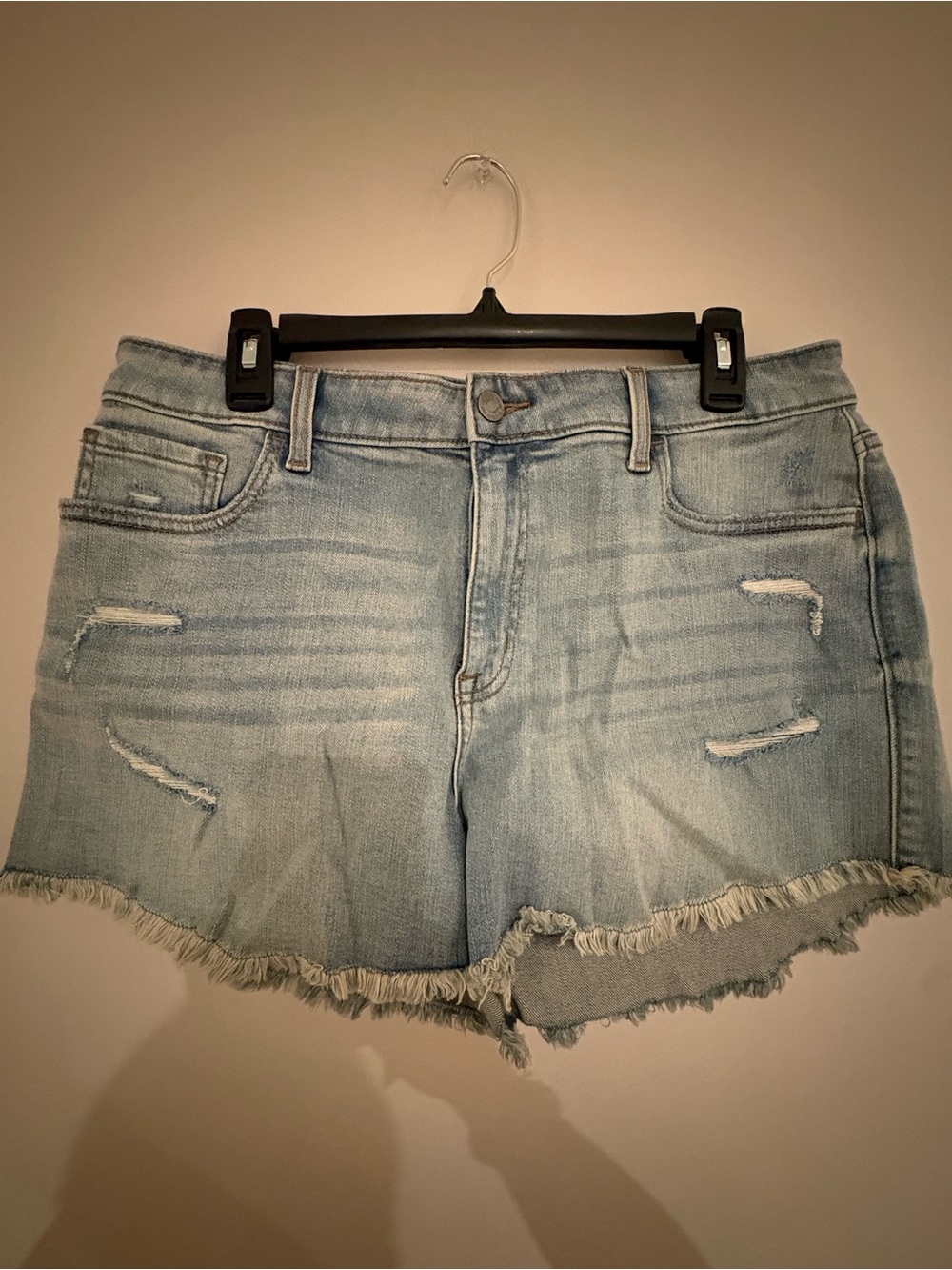 NWOT Studio Blue Light Wash Frayed Hem Denim Shorts